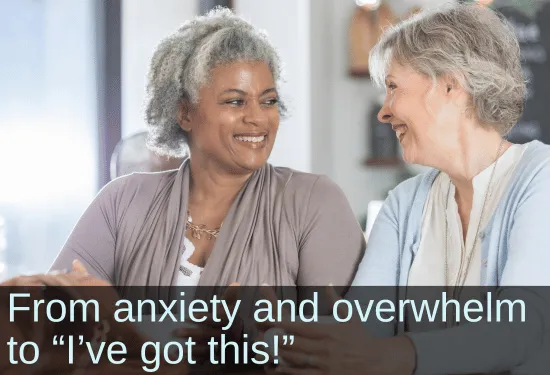Two Women smiling and chatting.