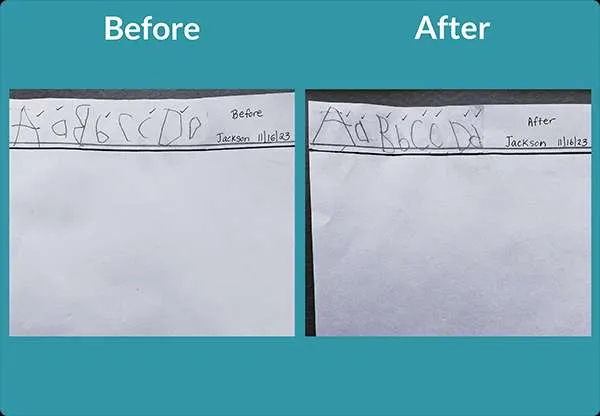 Better letter formation in one session of neurodevelopmental movements.