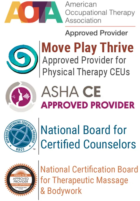 Logos of agencies that can get continuing education units from the First Level course